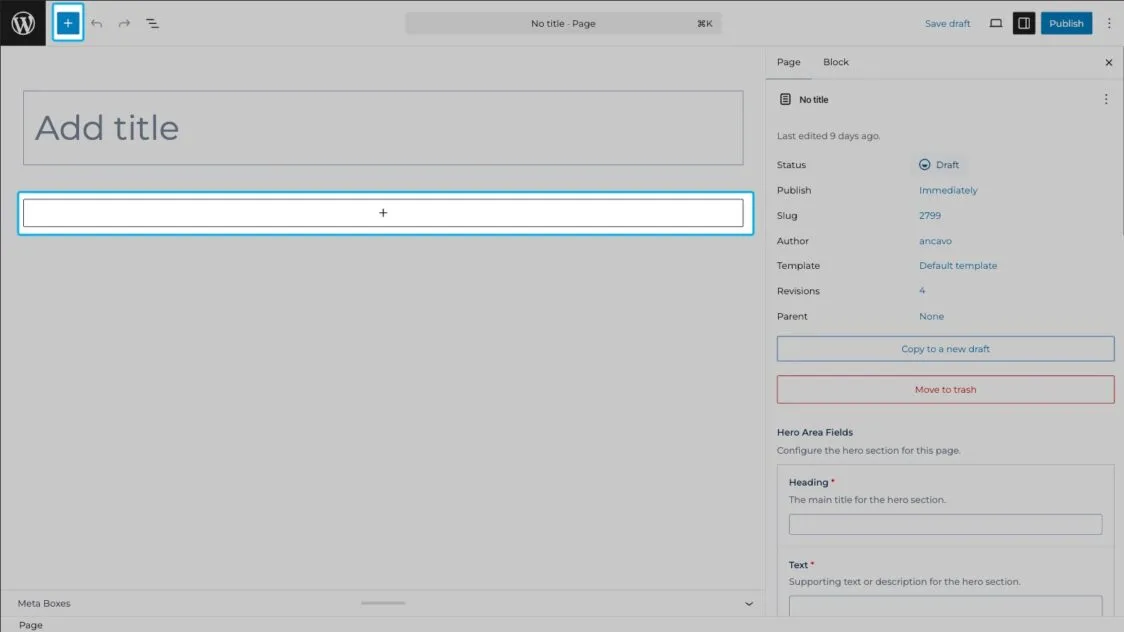 The WordPress interface with the 